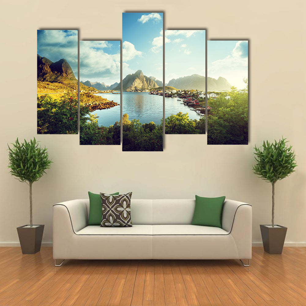 Reine Village, Lofoten Islands, Norway multi panel canvas wall art