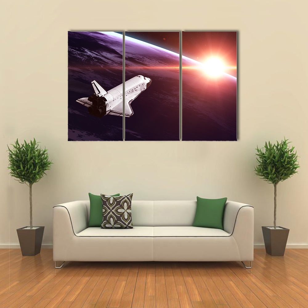 Space Shuttle Taking On A Mission Multi Panel Canvas Wall Art