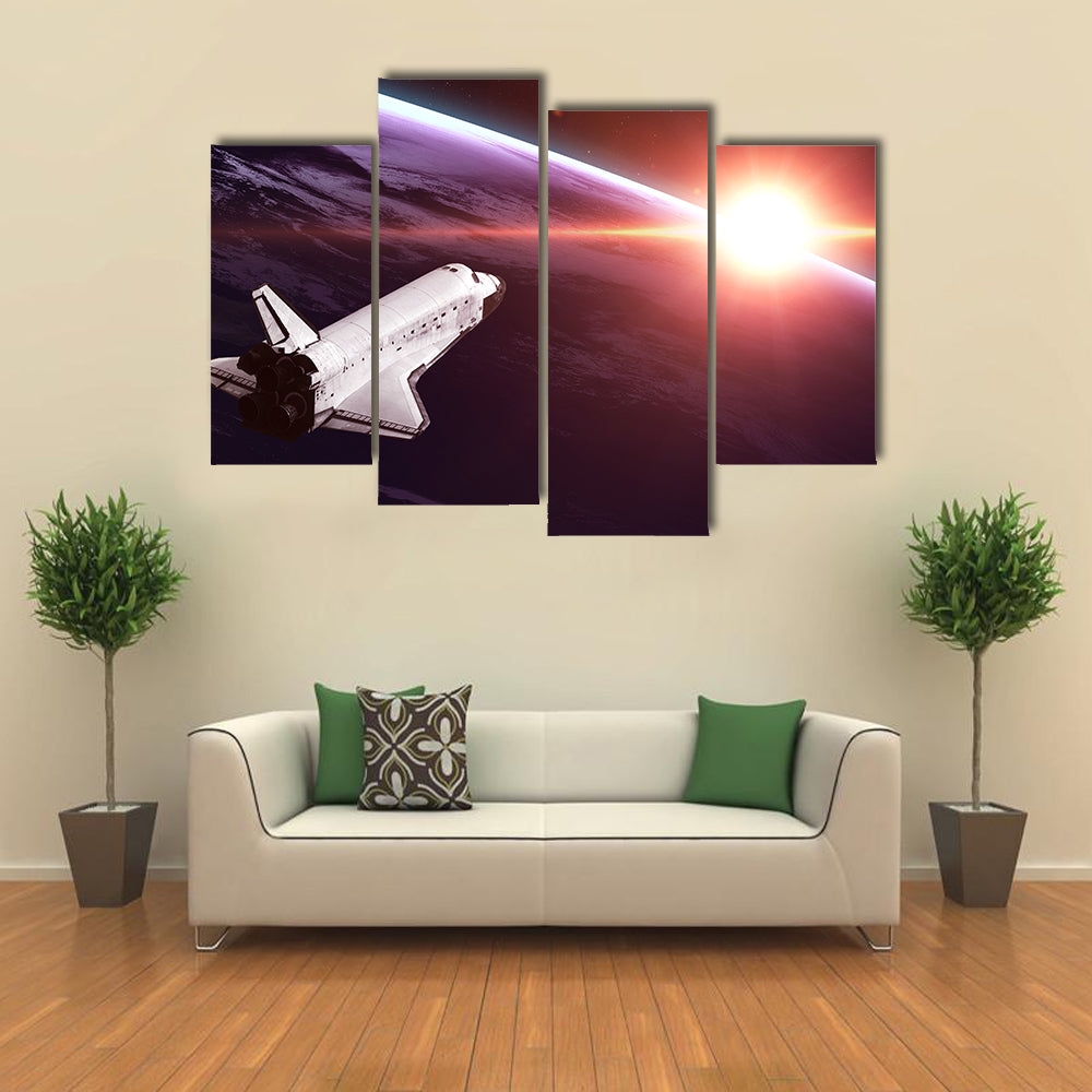 Space Shuttle Taking On A Mission Multi Panel Canvas Wall Art