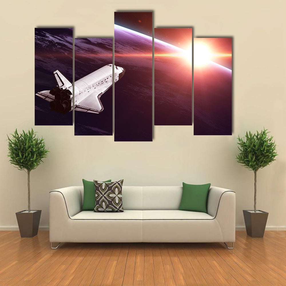 Space Shuttle Taking On A Mission Multi Panel Canvas Wall Art