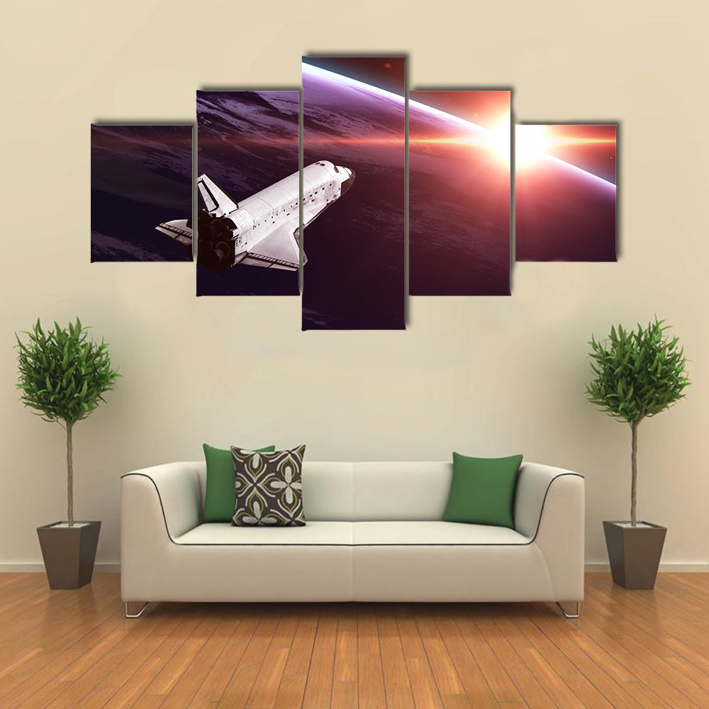 Space Shuttle Taking On A Mission Multi Panel Canvas Wall Art