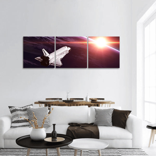 Space shuttle taking off on a mission Panoramic Canvas Wall Art
