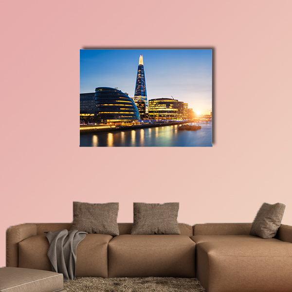 View of London skyline from the Tower Bridge multi panel canvas wall art