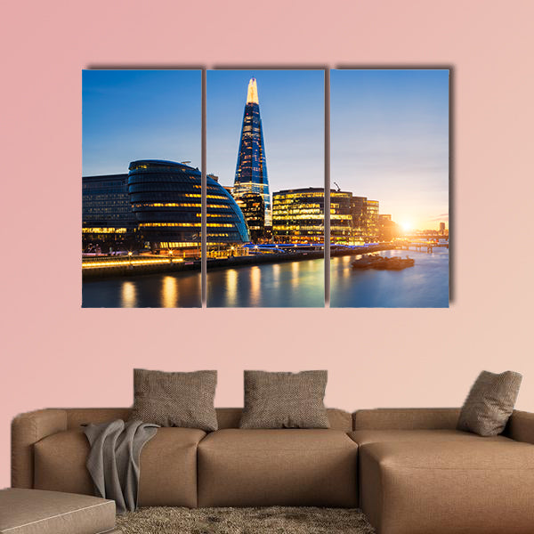 View of London skyline from the Tower Bridge multi panel canvas wall art