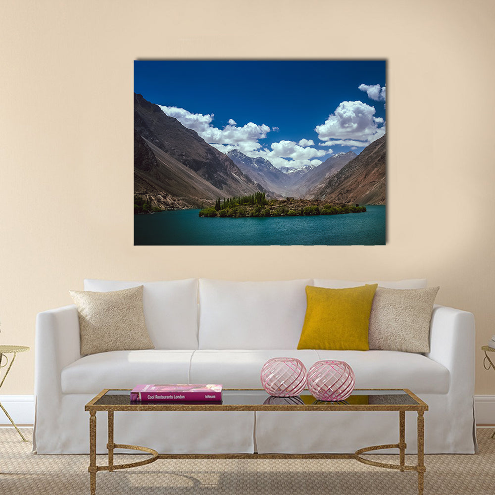 mountain lake in the valley in the Karakorum mountains multi panel canvas wall art