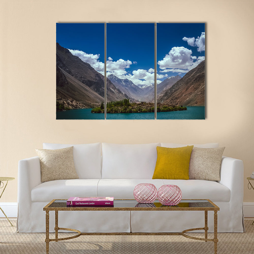 mountain lake in the valley in the Karakorum mountains multi panel canvas wall art