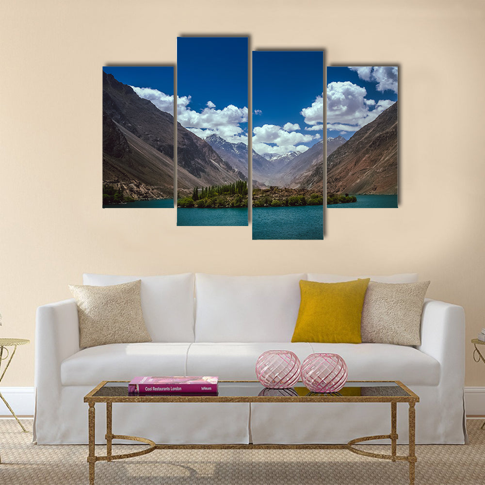 mountain lake in the valley in the Karakorum mountains multi panel canvas wall art