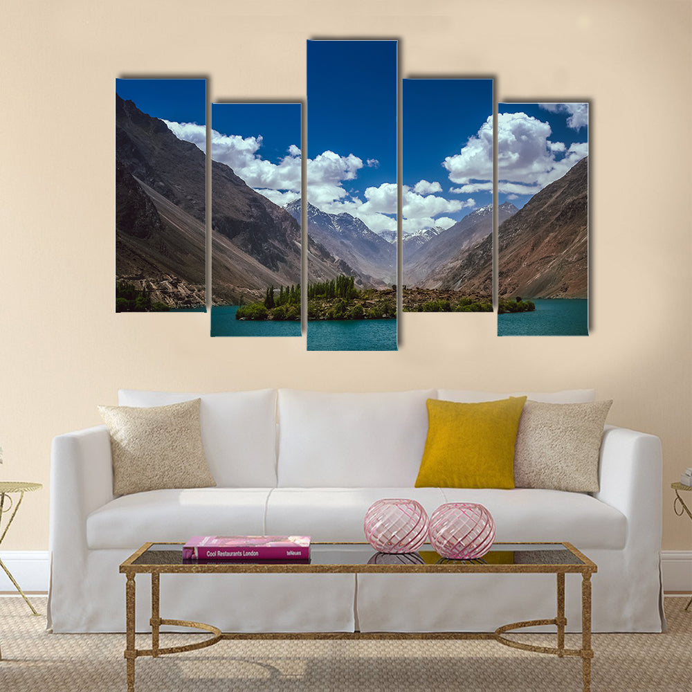 mountain lake in the valley in the Karakorum mountains multi panel canvas wall art
