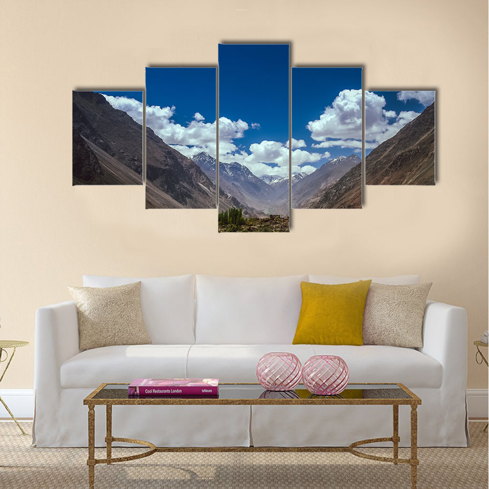mountain lake in the valley in the Karakorum mountains multi panel canvas wall art