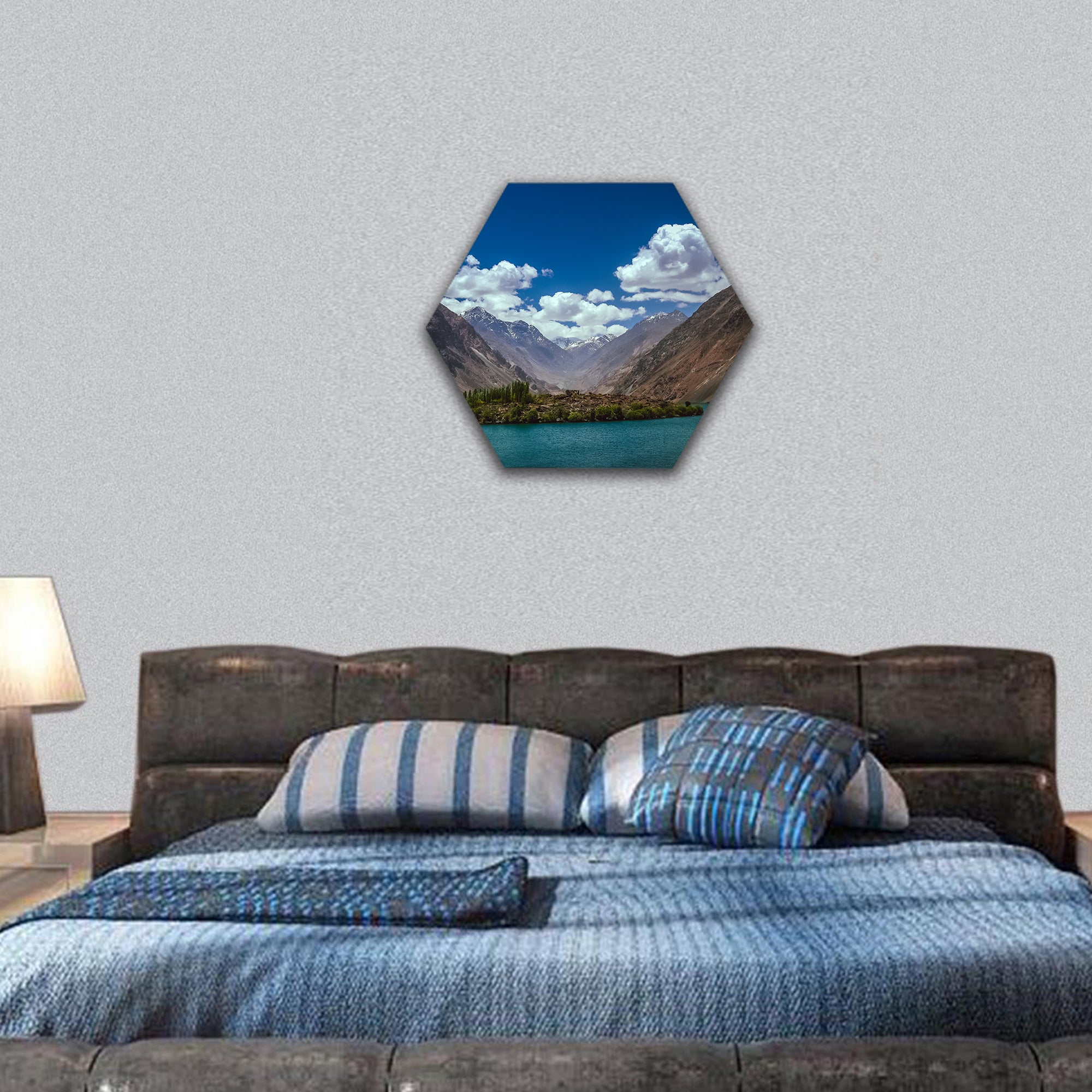 Mountain lake, Karakorum valley, Pakistan hexagonal canvas wall art