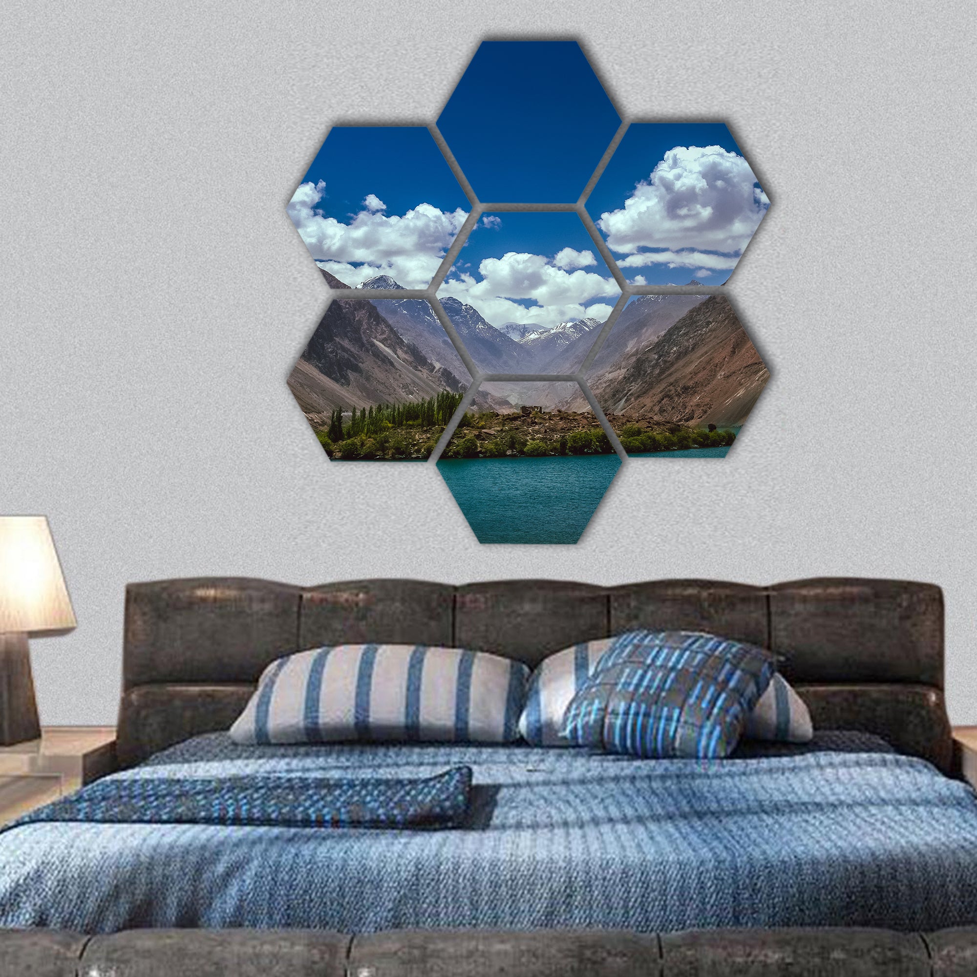 Mountain lake, Karakorum valley, Pakistan hexagonal canvas wall art