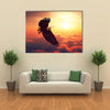 African Fish Eagle Flying High Above the Clouds with Sunrise Digital Artwork Multi Panel Canvas Wall Art