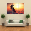 African Fish Eagle Flying High Above the Clouds with Sunrise Digital Artwork Multi Panel Canvas Wall Art