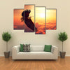 African Fish Eagle Flying High Above the Clouds with Sunrise Digital Artwork Multi Panel Canvas Wall Art