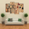 Assortment of beans in wooden spoon on teak wood Multi panel canvas wall art