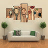 Assortment of beans in wooden spoon on teak wood Multi panel canvas wall art