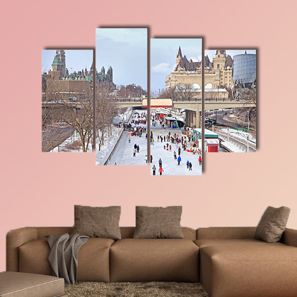 Rideau Canal skating rink, Parliament of Canada in winter wall art