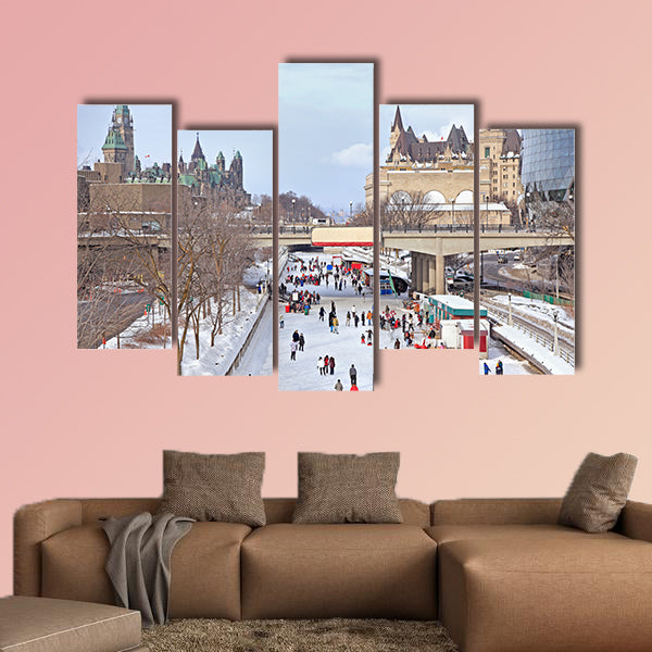 Rideau Canal skating rink, Parliament of Canada in winter wall art