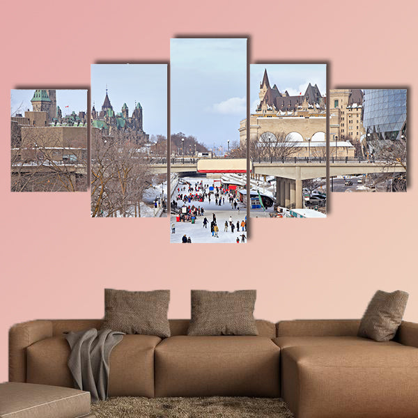 Rideau Canal skating rink, Parliament of Canada in winter wall art