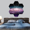 Spiral Galaxy in deep space,  hexagonal canvas wall art