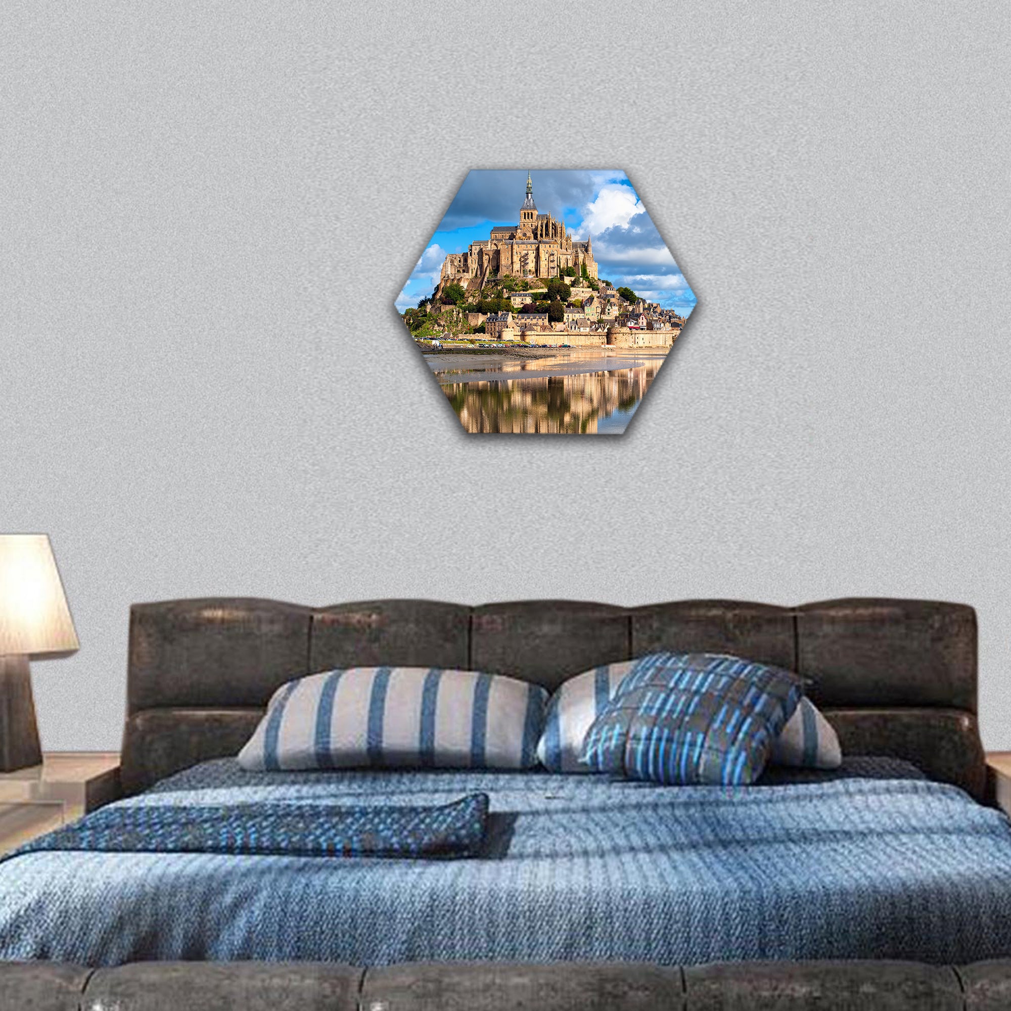 Mont Saint-Michel is most recognizable land in France hexagonal canvas wall art