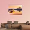 View of Budapest parliament at sunrise, Hungary multi panel canvas wall art