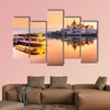 View of Budapest parliament at sunrise, Hungary multi panel canvas wall art