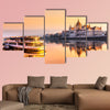 View of Budapest parliament at sunrise, Hungary multi panel canvas wall art