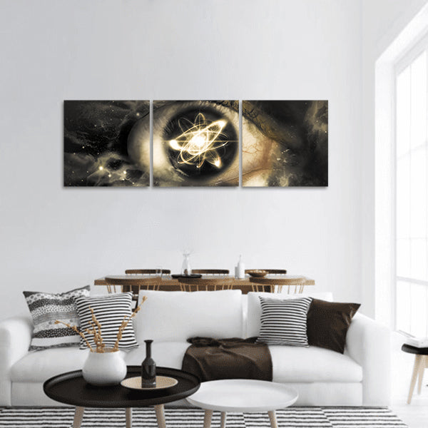 Pupil of an eye for physics panoramic canvas wall art.