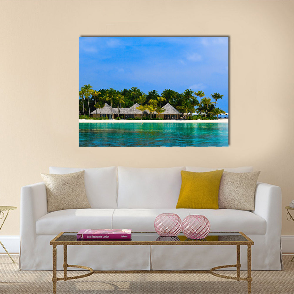 The Water Bungalows At The Tropical Island Multi Panel Canvas Wall Art
