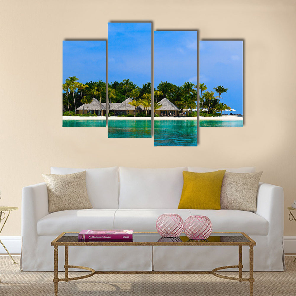 The Water Bungalows At The Tropical Island Multi Panel Canvas Wall Art