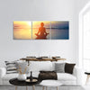 Silhouette Of Yoga Woman Panoramic Canvas Wall Art