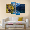 Beautiful view of idyllic colorful autumn scenery with Dachstein mountain Multi panel canvas wall art