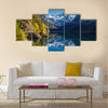 Beautiful view of idyllic colorful autumn scenery with Dachstein mountain Multi panel canvas wall art