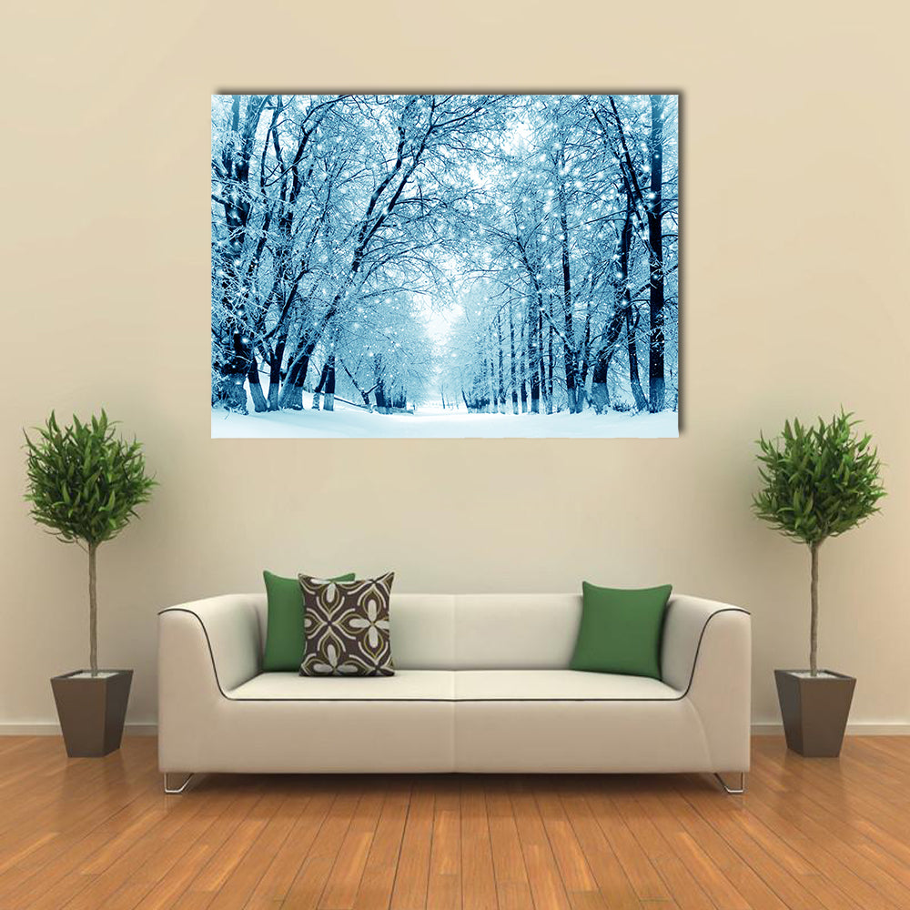 Winter Scenery, Frosty Trees In A City Park, Multi Panel Canvas Wall Art