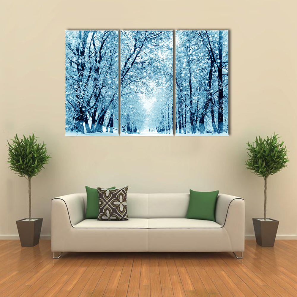Winter Scenery, Frosty Trees In A City Park, Multi Panel Canvas Wall Art