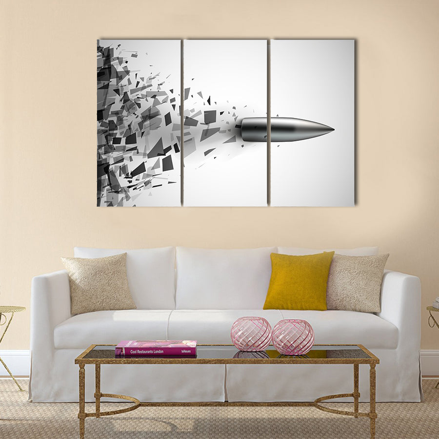 Bullet shot smashed the glass in the splinters. multi panel canvas wall art