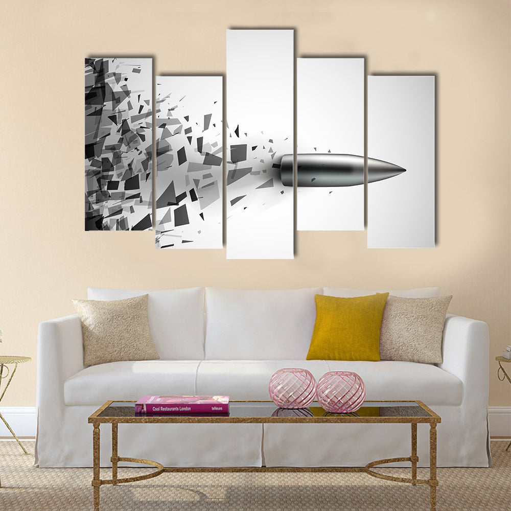Bullet shot smashed the glass in the splinters. multi panel canvas wall art
