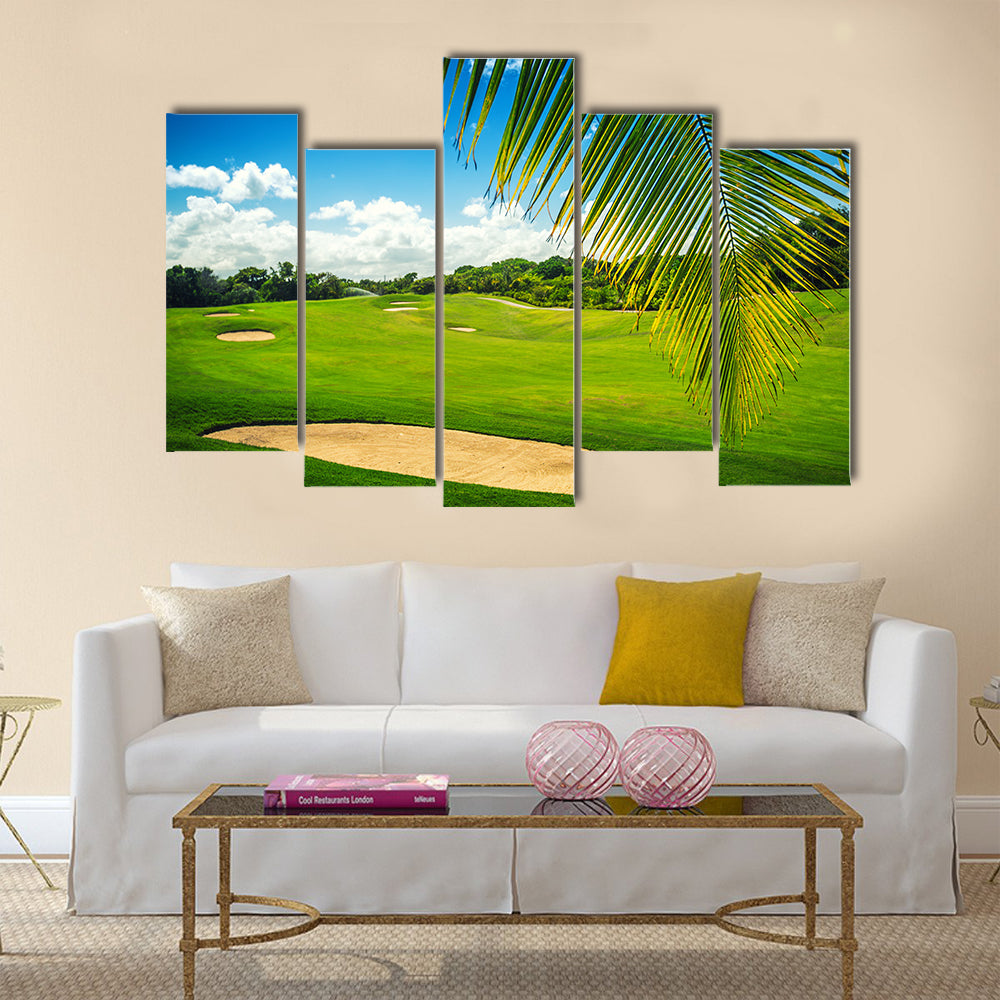 Golf course. Beautiful landscape of a golf court Multi Panel Canvas Wall Art