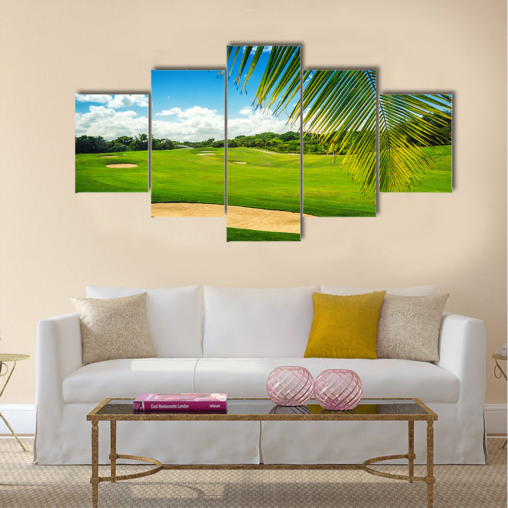 Golf course. Beautiful landscape of a golf court Multi Panel Canvas Wall Art