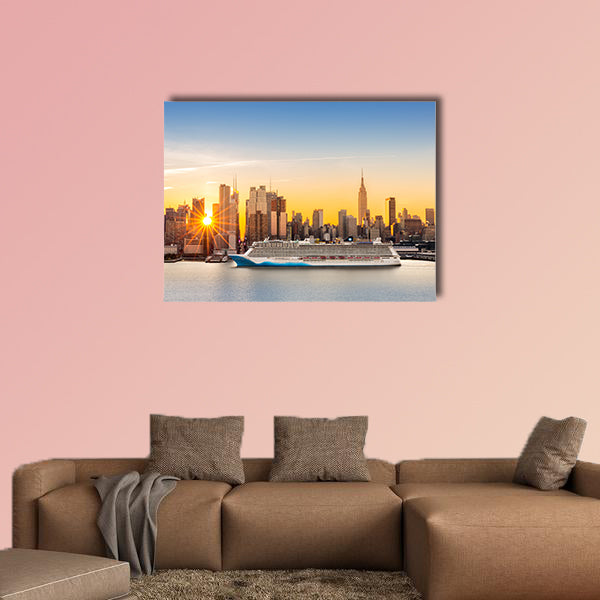 New York City skyline at sunrise viewed from Weehawken,  canvas wall art