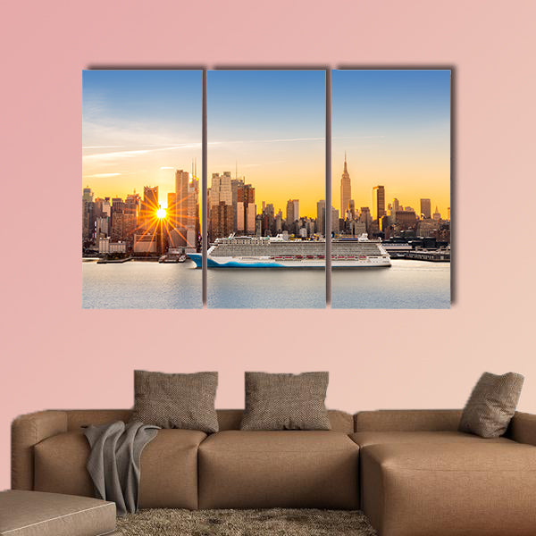 New York City skyline at sunrise viewed from Weehawken,  canvas wall art