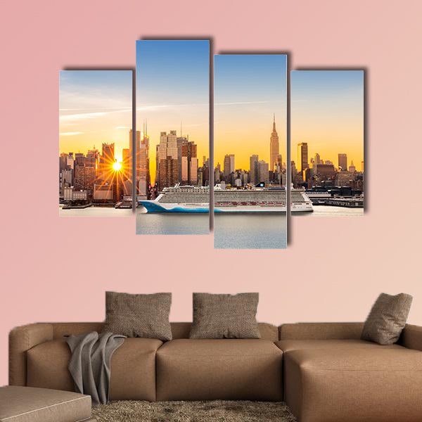 New York City skyline at sunrise viewed from Weehawken,  canvas wall art