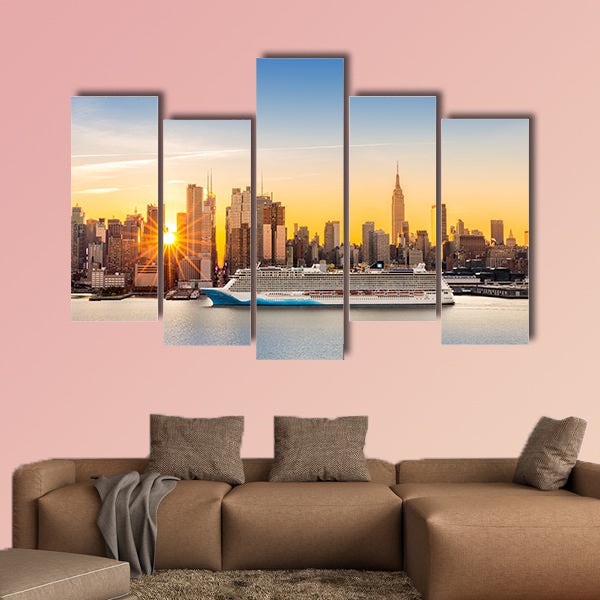 New York City skyline at sunrise viewed from Weehawken,  canvas wall art