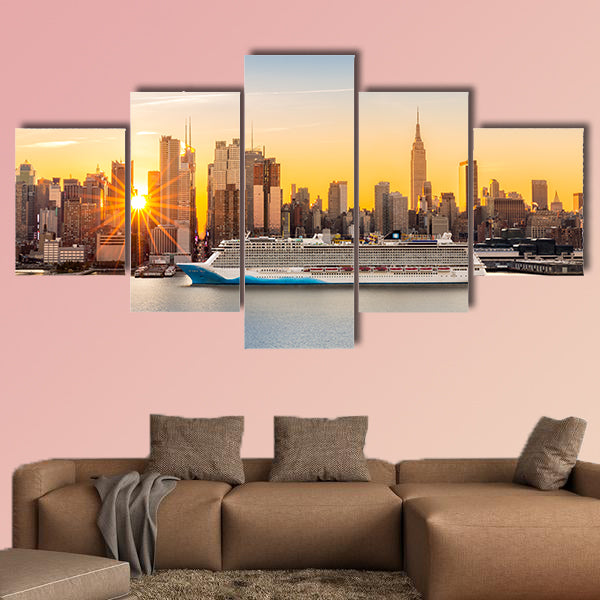 New York City skyline at sunrise viewed from Weehawken,  canvas wall art