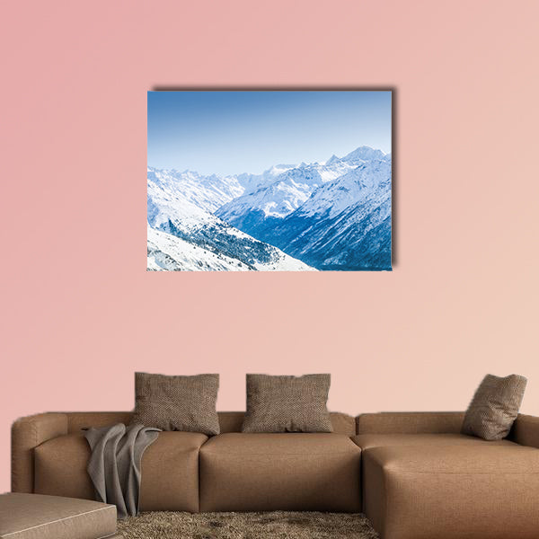 Beautiful winter landscape with snow-covered mountains. canvas wall art