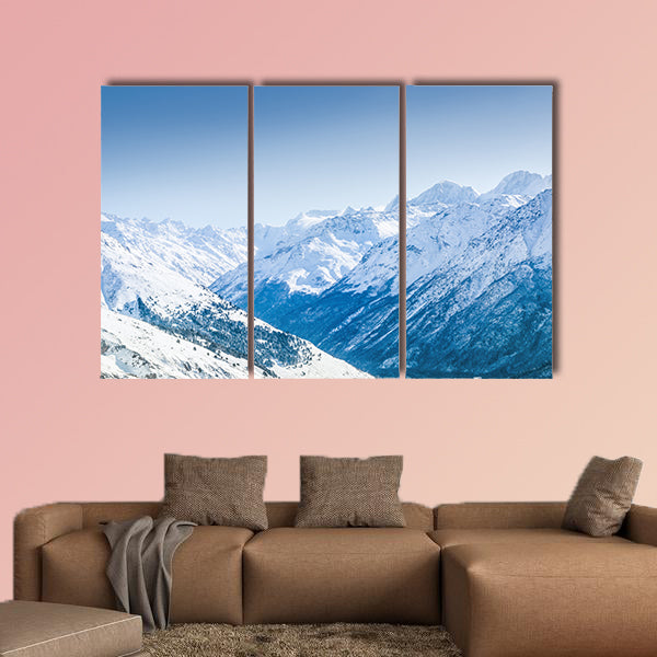 Beautiful winter landscape with snow-covered mountains. canvas wall art