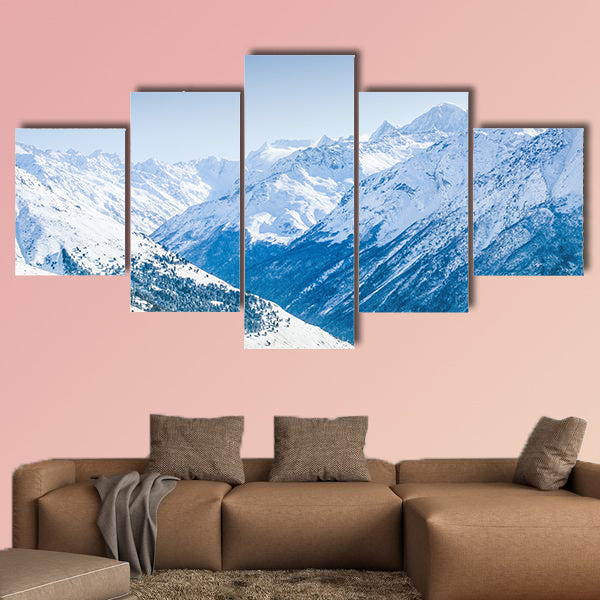 Beautiful winter landscape with snow-covered mountains. canvas wall art