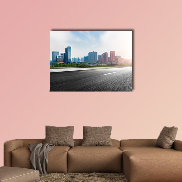 The city and the road in the modern office building background wall art