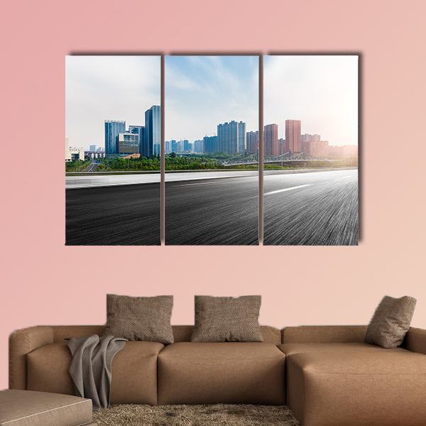 The city and the road in the modern office building background wall art